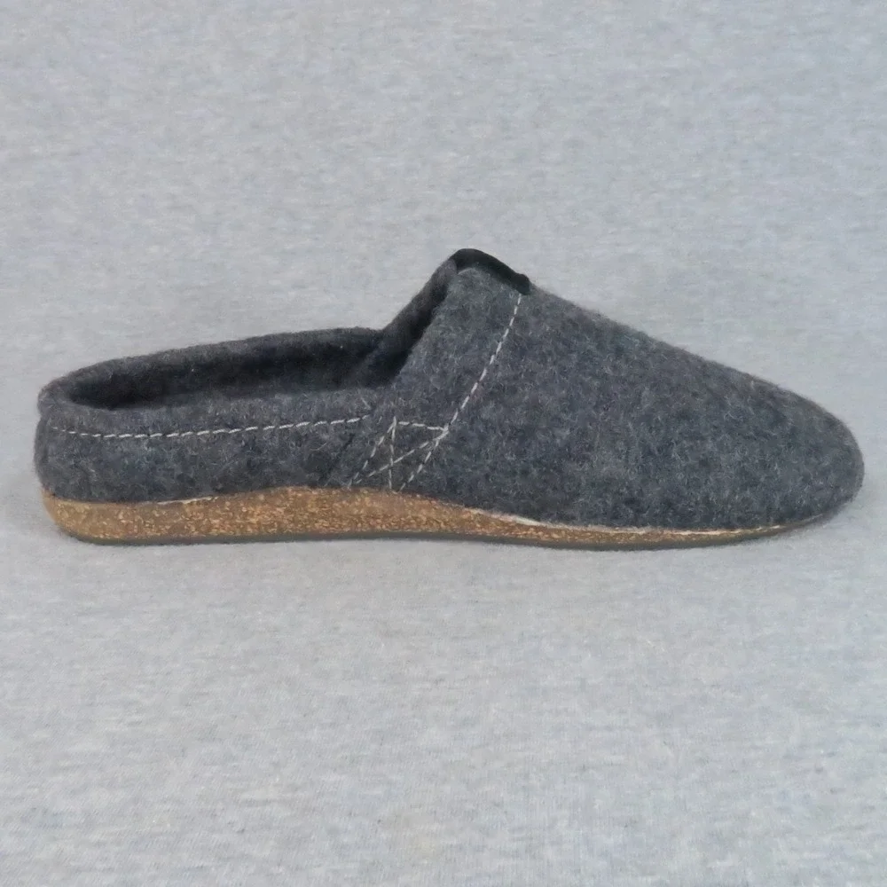 Acorn Wooly Mule Slipper Men 9 Smoke Gray Merino Felted Slip On House Shoe NEW